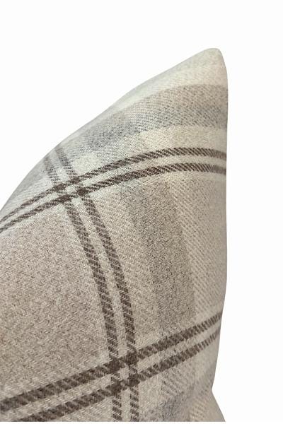 Neutral Plaid Pillow Cover, Beige Check Throw Cushion, Modern Farmhouse Accent