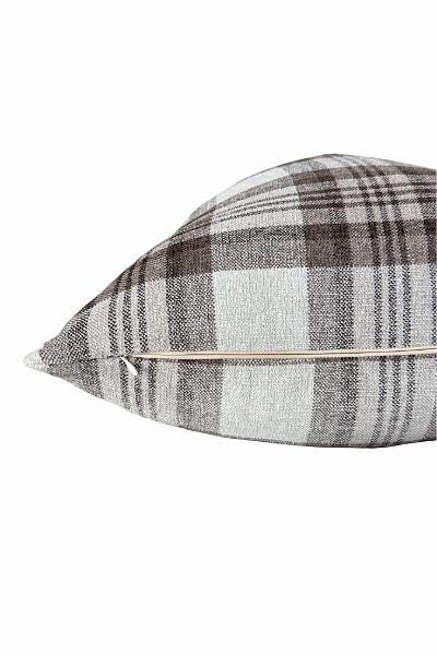 Brown Plaid Pillow Cover, Neutral Check Farmhouse Cushion