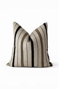 Textured Neutral Stripe Pillow Cover, Beige Black Farmhouse Cushion