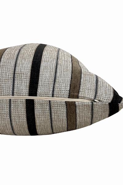 Textured Neutral Stripe Pillow Cover, Beige Black Farmhouse Cushion
