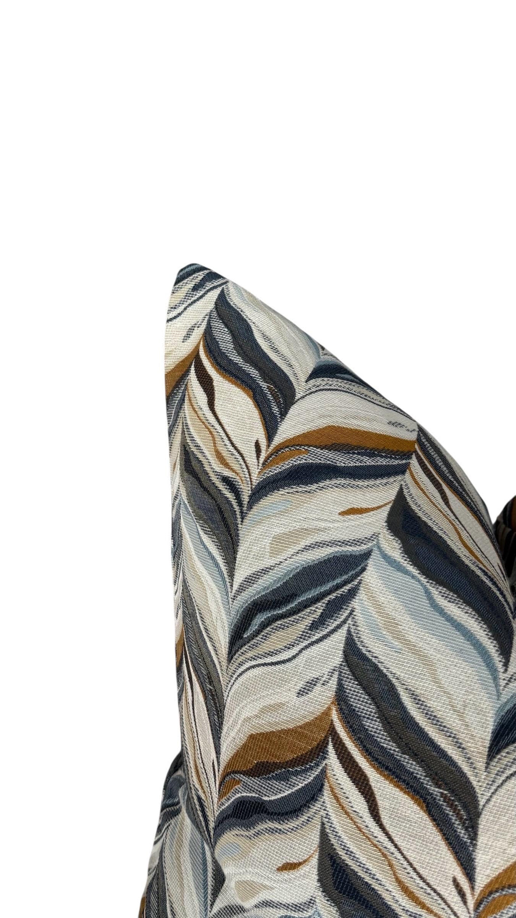 Blue Gold Leaf Pillow Cover, Neutral Decorative Throw Pillow