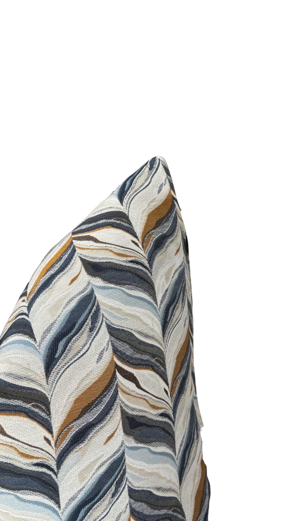 Blue Gold Leaf Pillow Cover, Neutral Decorative Throw Pillow