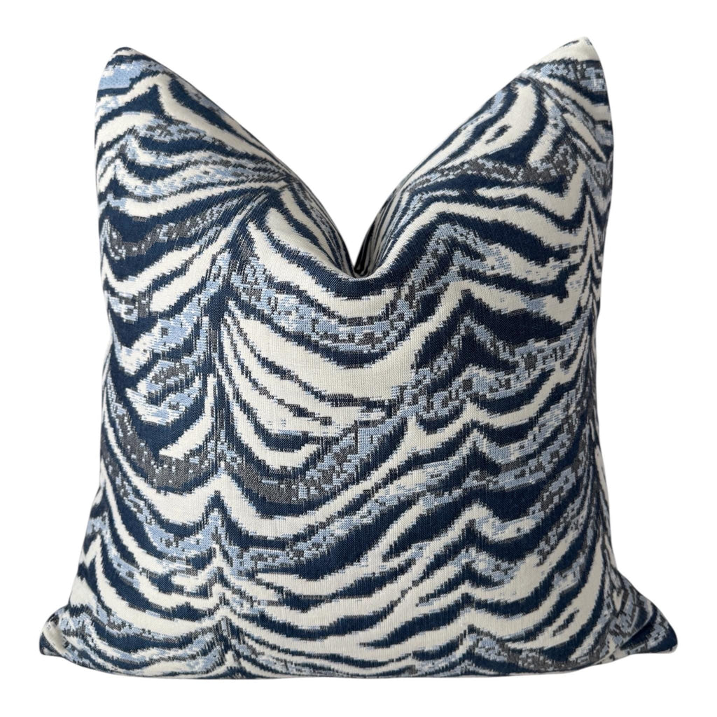 Blue White Zebra Pillow Cover, Modern Decorative Throw Pillow