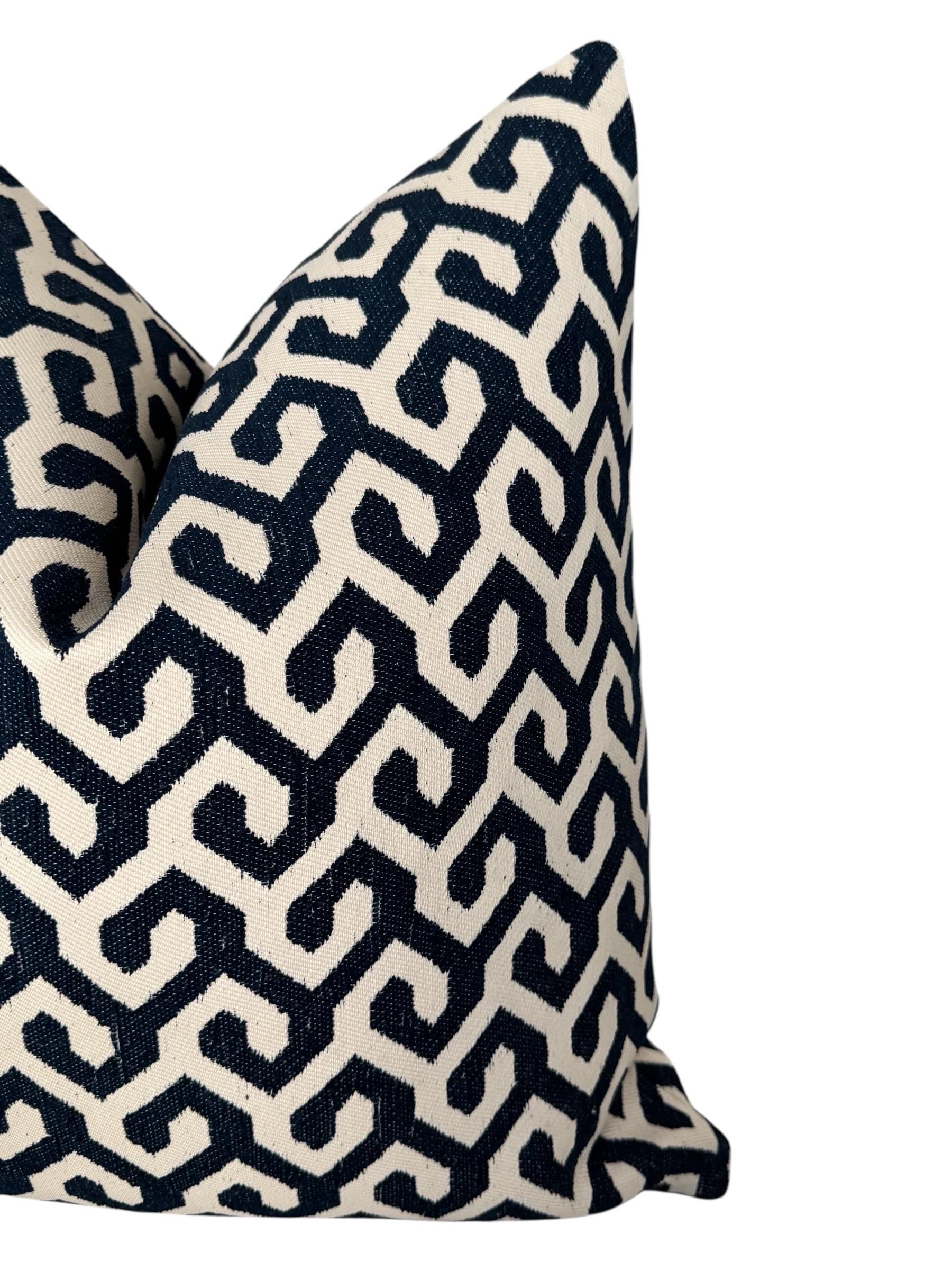 Navy Blue Geometric Pillow Cover, Neutral Throw Pillow