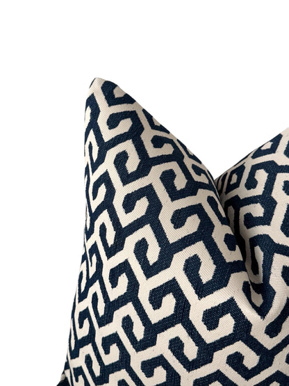 Navy Blue Geometric Pillow Cover, Neutral Throw Pillow