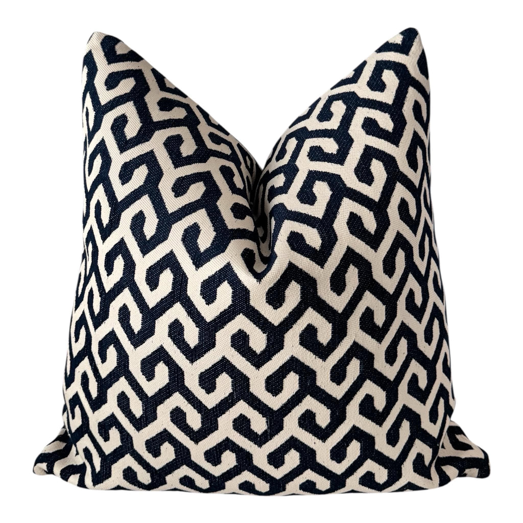 Navy Blue Geometric Pillow Cover, Neutral Throw Pillow