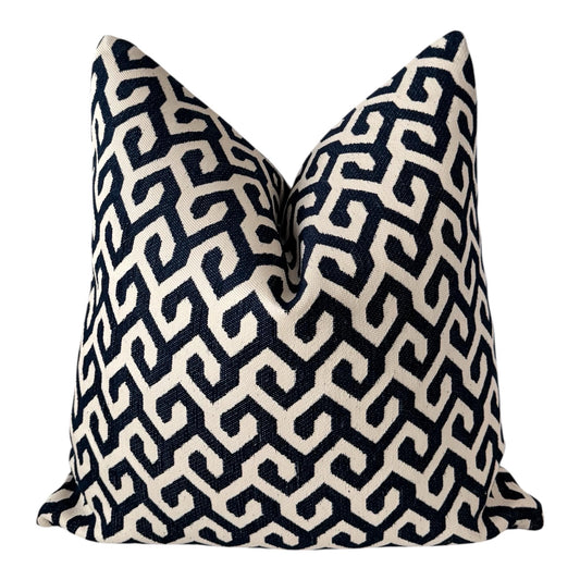 Navy Blue Geometric Pillow Cover, Neutral Throw Pillow