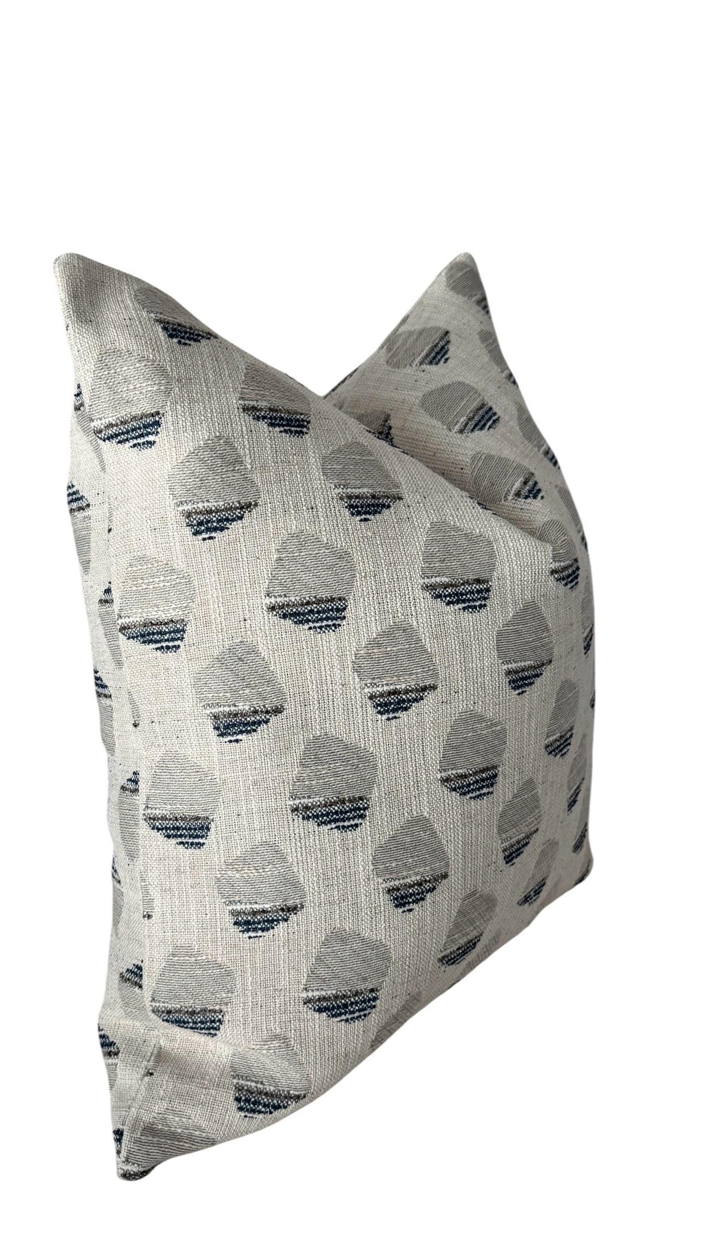Beige Blue Gray Geometric Woven Pillow Cover, Neutral Decorative Cushion