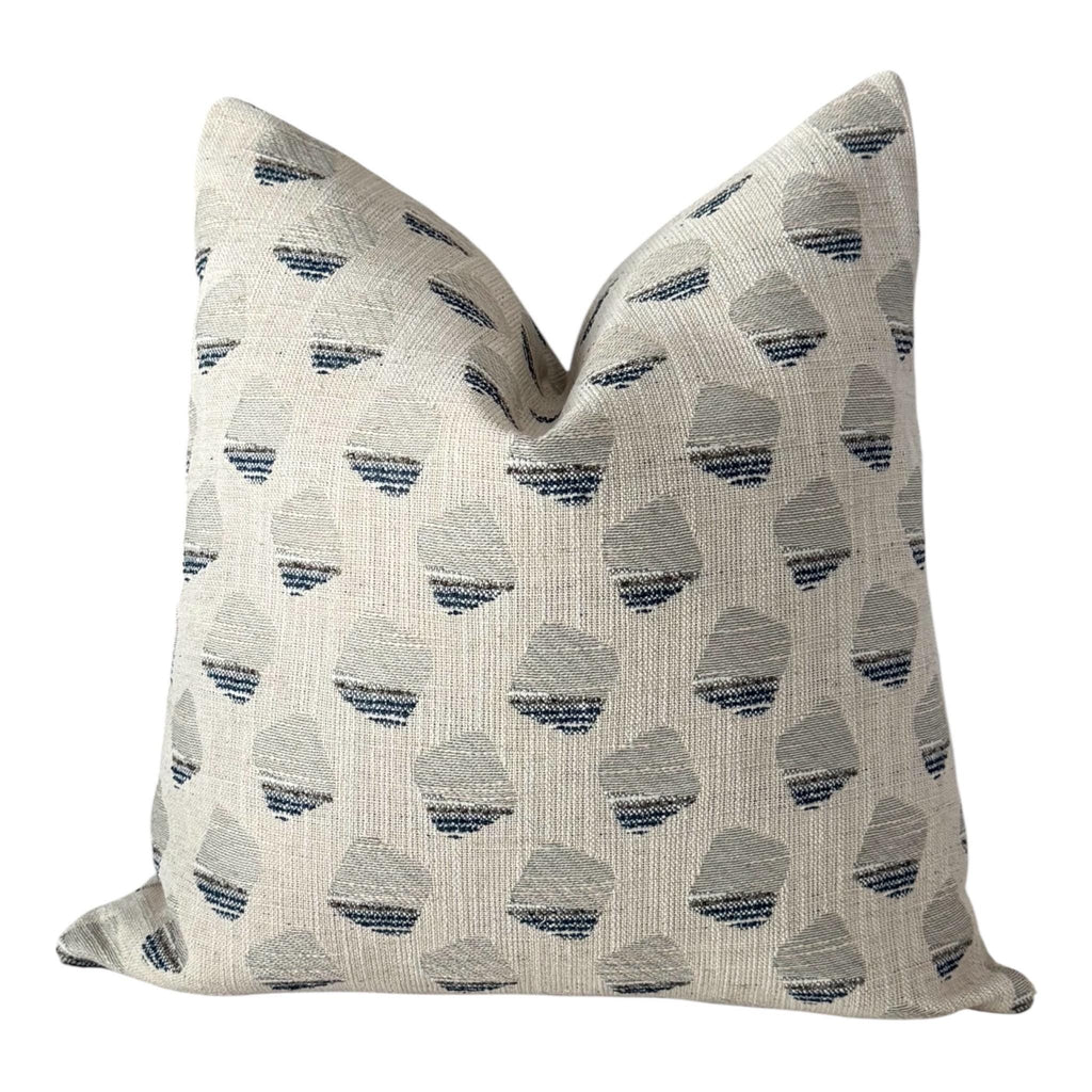 Beige Blue Gray Geometric Woven Pillow Cover, Neutral Decorative Cushion