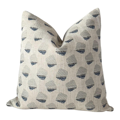 Beige Blue Gray Geometric Woven Pillow Cover, Neutral Decorative Cushion