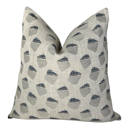 Beige Blue Gray Geometric Woven Pillow Cover, Neutral Decorative Cushion