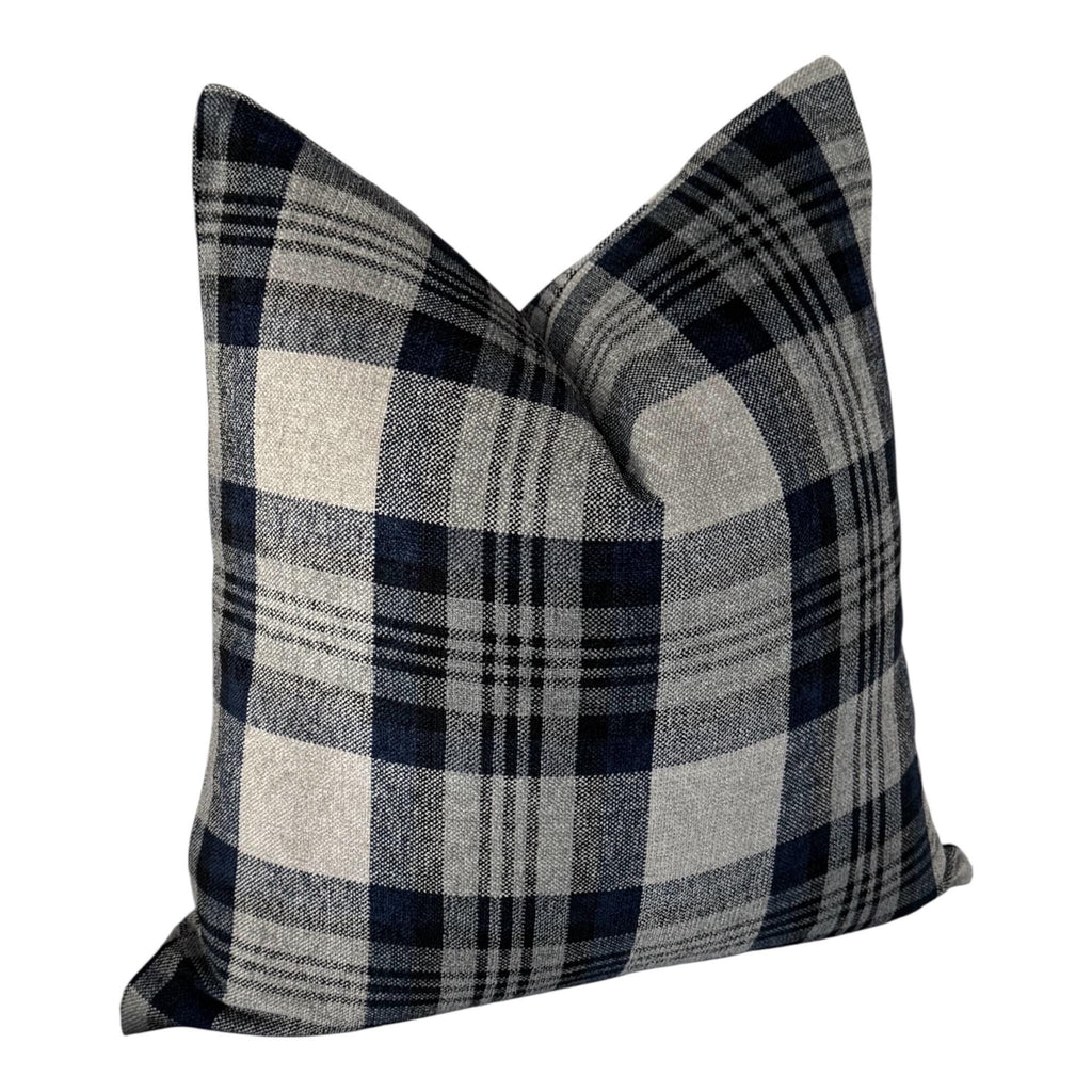 Blue Plaid Pillow Cover, Farmhouse Throw Pillow