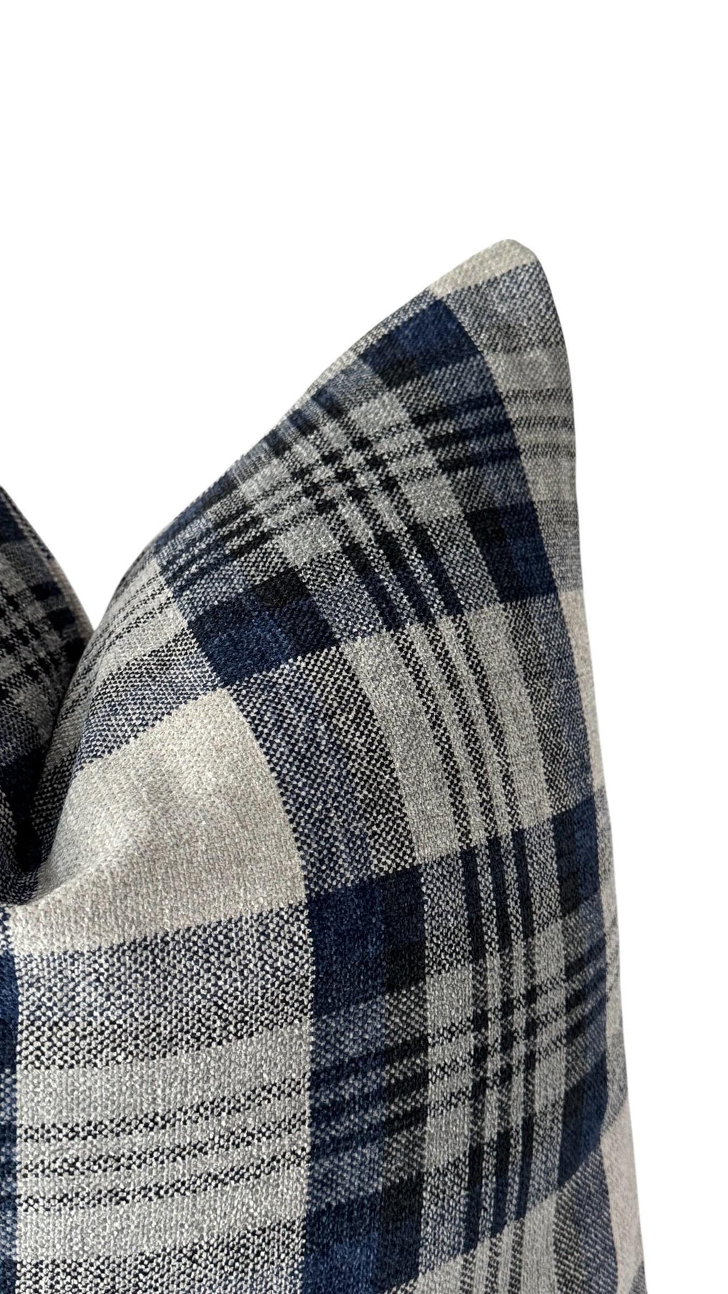 Blue Plaid Pillow Cover, Farmhouse Throw Pillow