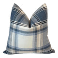Blue Plaid Pillow Cover, Neutral Check Farmhouse Cushion