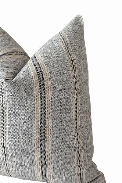 Gray Stripe Woven Pillow Cover, Modern Farmhouse Accent Cushion