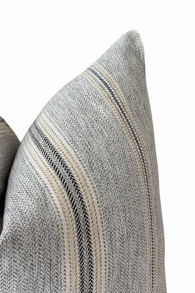 Gray Stripe Woven Pillow Cover, Modern Farmhouse Accent Cushion