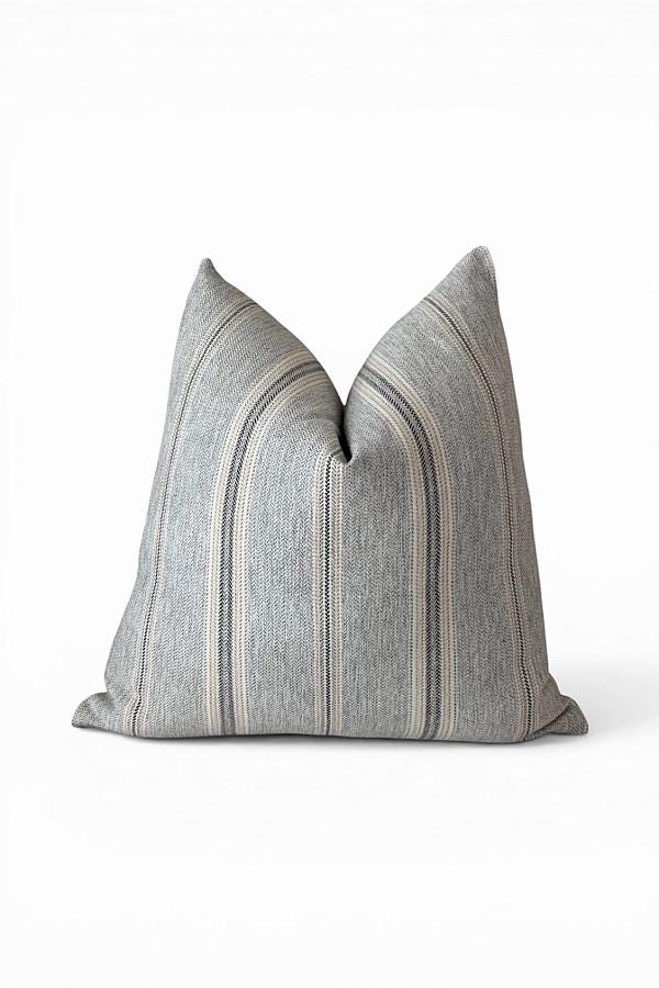 Gray Stripe Woven Pillow Cover, Modern Farmhouse Accent Cushion