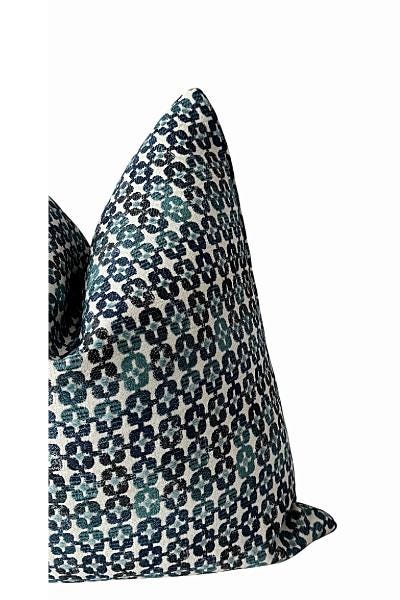 Blue Teal Patterned Pillow Cover, Decorative Throw Pillow