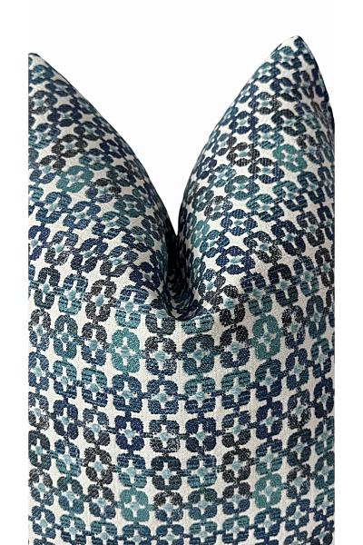 Blue Teal Patterned Pillow Cover, Decorative Throw Pillow