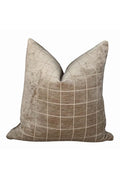 Beige Velvet Grid Pillow Cover, Neutral Throw Pillow