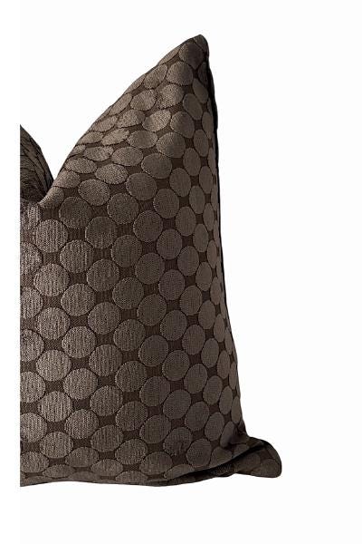 Chocolate Brown Velvet Dot Pillow Cover, Modern Throw Pillow