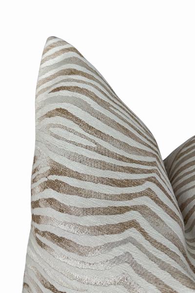Neutral Zebra Pillow Cover, Beige Cream Throw Pillow