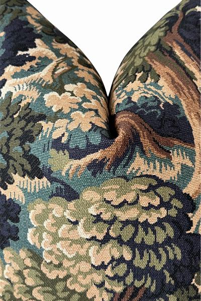 Vintage Tapestry Pillow Cover, Woodland Floral Cushion, Rustic Cottage Throw Pillow
