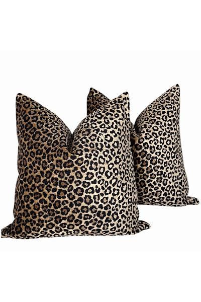 Leopard Print Pillow Cover, Neutral Animal Throw Accent Pillow