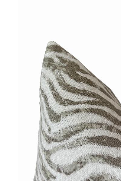 Neutral Zebra Pillow Cover, Beige Animal Print Throw Pillow, Handmade in USA.
