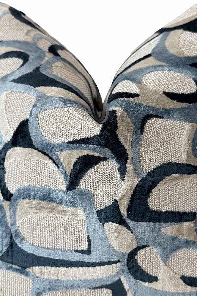 Blue Abstract Pillow Cover, Handmade in USA, Modern Throw Pillow, Designer Accent Cushion