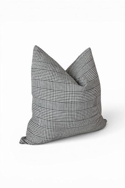 Black and Ivory Plaid Pillow Cover | Neutral Throw Pillow | Modern Classic Decor