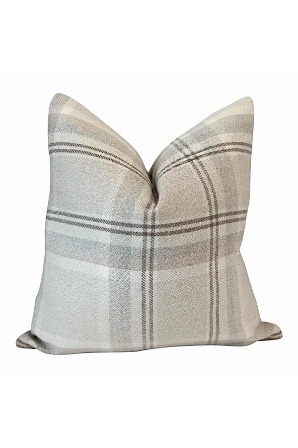 Neutral Plaid Pillow Cover, Beige Check Throw Cushion, Modern Farmhouse Accent