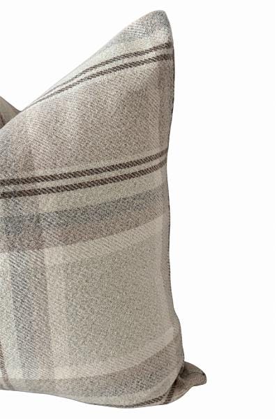 Neutral Plaid Pillow Cover, Beige Check Throw Cushion, Modern Farmhouse Accent