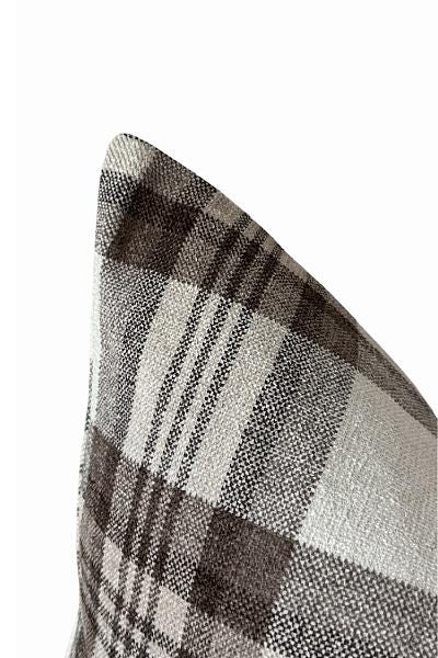 Brown Plaid Pillow Cover, Neutral Check Farmhouse Cushion