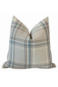 Blue Beige Plaid Pillow Cover, Neutral Check Farmhouse Cushion