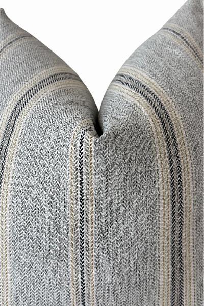 Gray Stripe Woven Pillow Cover, Modern Farmhouse Accent Cushion