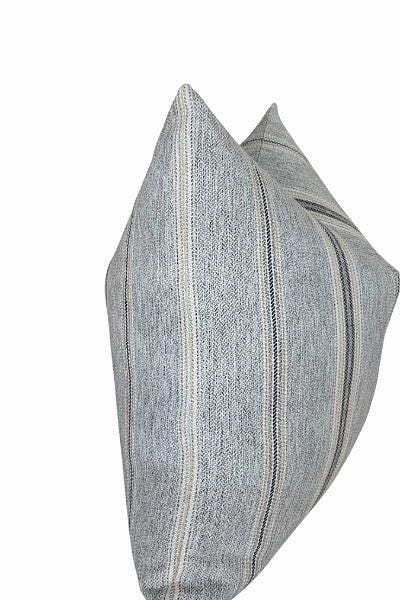 Gray Stripe Woven Pillow Cover, Modern Farmhouse Accent Cushion