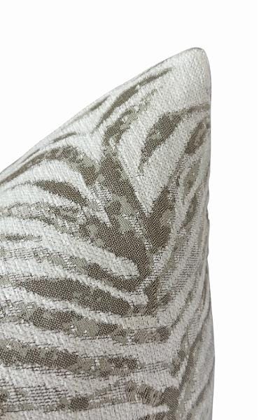 Neutral Zebra Pillow Cover, Beige Animal Print Throw Pillow, Handmade in USA.