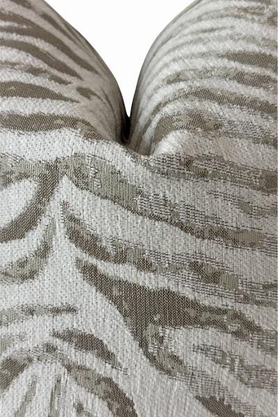 Neutral Zebra Pillow Cover, Beige Animal Print Throw Pillow, Handmade in USA.