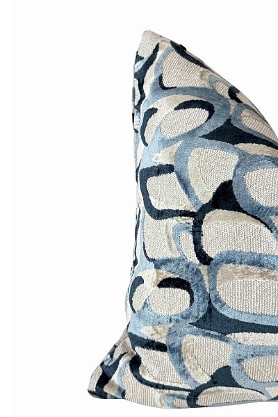 Blue Abstract Pillow Cover, Handmade in USA, Modern Throw Pillow, Designer Accent Cushion