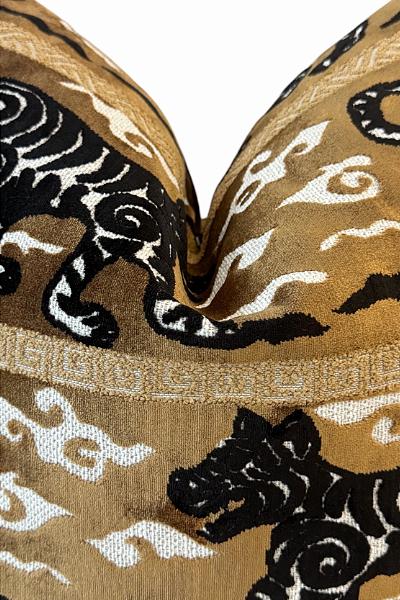 Brown Tiger Pillow Cover | Chinoiserie Accent Pillow | Decorative Animal Print Cushion