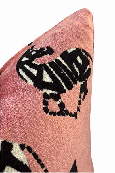 Rose Zebra Pillow Cover | Velvet Animal Print Accent Pillow | Decorative Throw Cushion