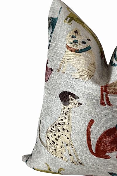 Whimsical Dog Pillow Cover | Decorative Animal Print Accent Pillow | Novelty Throw Cushion