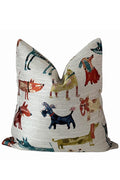 Whimsical Dog Pillow Cover | Decorative Animal Print Accent Pillow | Novelty Throw Cushion