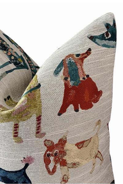 Whimsical Dog Pillow Cover | Decorative Animal Print Accent Pillow | Novelty Throw Cushion