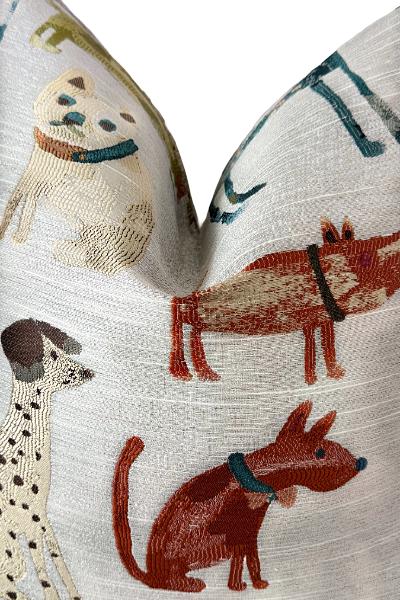 Whimsical Dog Pillow Cover | Decorative Animal Print Accent Pillow | Novelty Throw Cushion