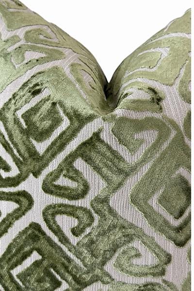 Green Velvet Pillow Cover | Geometric Accent Pillow | Decorative Throw Cushion