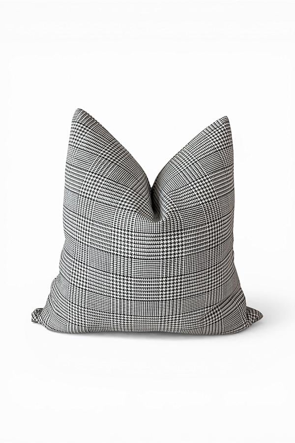 Black and Ivory Plaid Pillow Cover | Neutral Throw Pillow | Modern Classic Decor