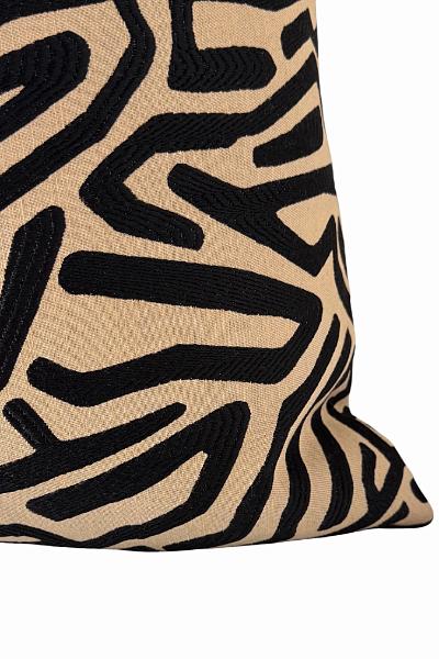 Neutral Black & Tan Abstract Pillow Cover | Modern Boho Cushion | Zipper Closure