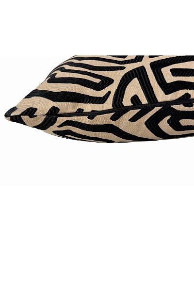 Neutral Black & Tan Abstract Pillow Cover | Modern Boho Cushion | Zipper Closure